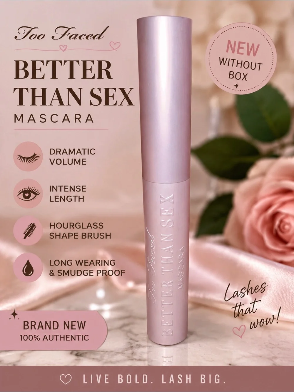 Too Faced Better Than Sex Mascara — Light Pink Pearl Tube